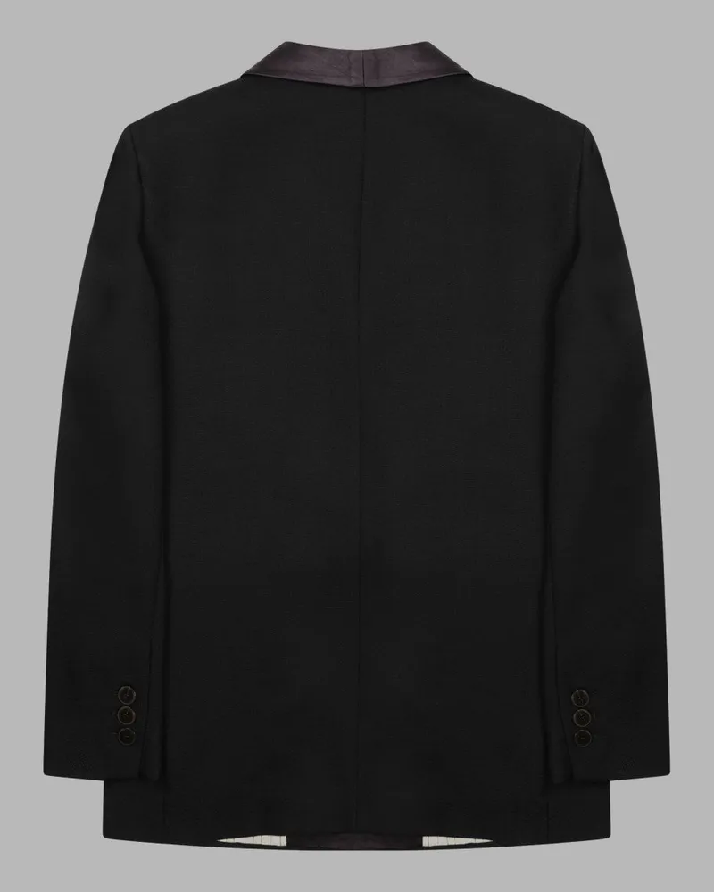ALYSI Double-Breasted Virgin Wool Blazer — Black Black