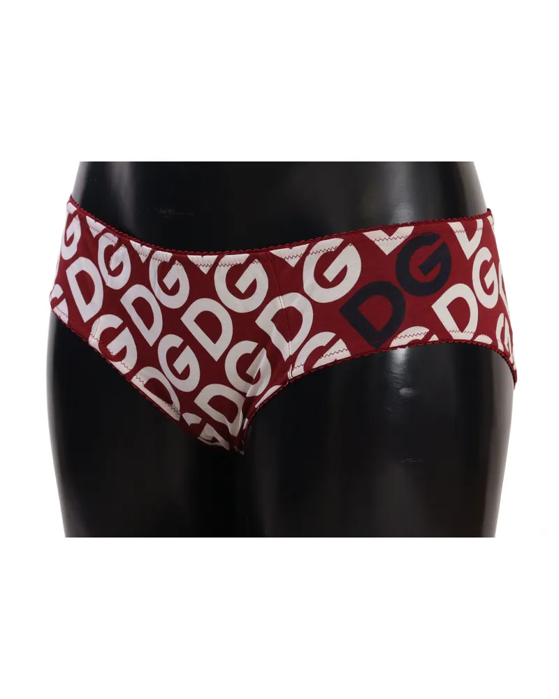 Dolce & Gabbana Women Multicolor Dg Logo Print Slip Bottom Underwear Cotton Clothing Red