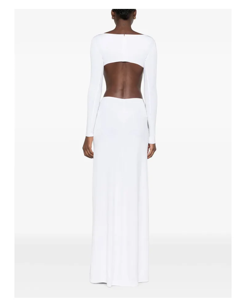 Elisabetta Franchi Ruched Cut-Out Evening Dress — White White