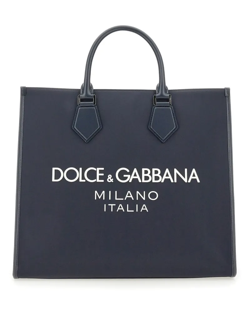 Dolce & Gabbana Mixed-Material Shoulder Bag — Blue Blue