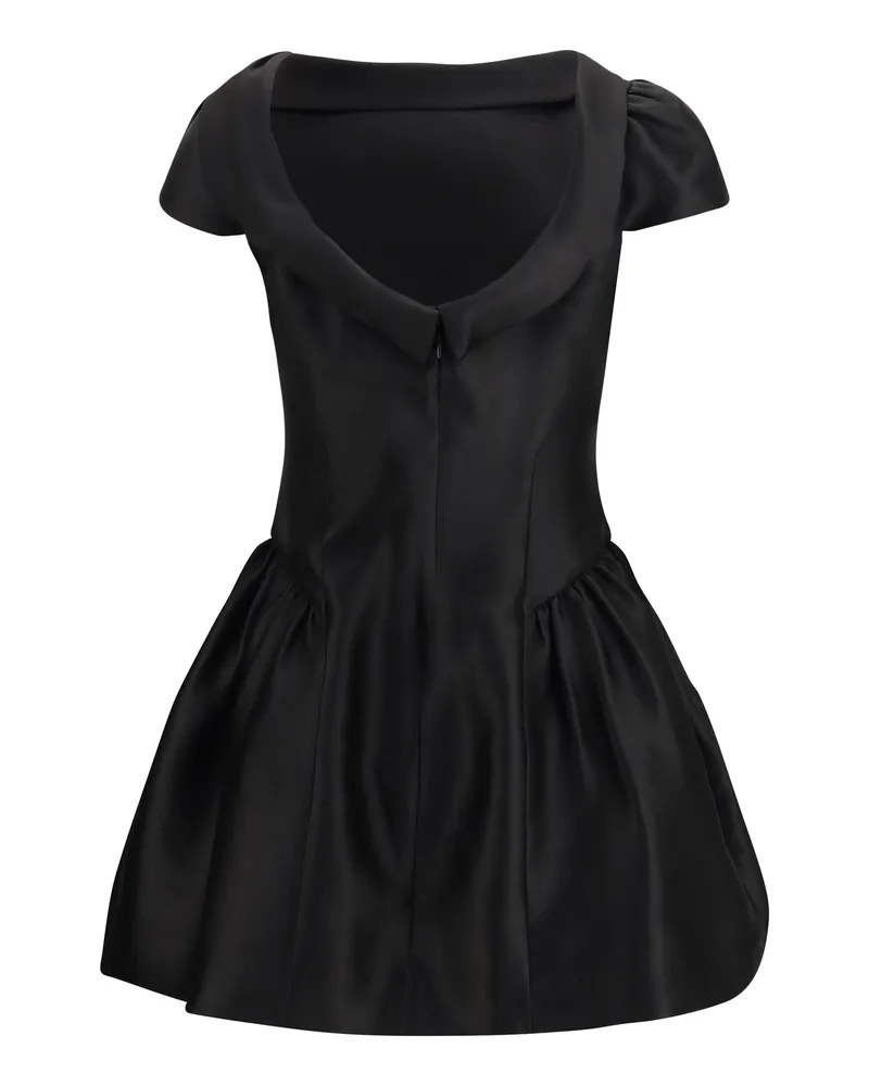 Self-Portrait Taffeta Flared Dress — Black Black