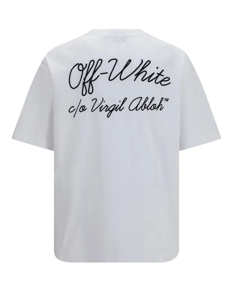 OFF-WHITE Men's Script Logo Skate T-Shirt White Cotton T-Shirts And Polos White