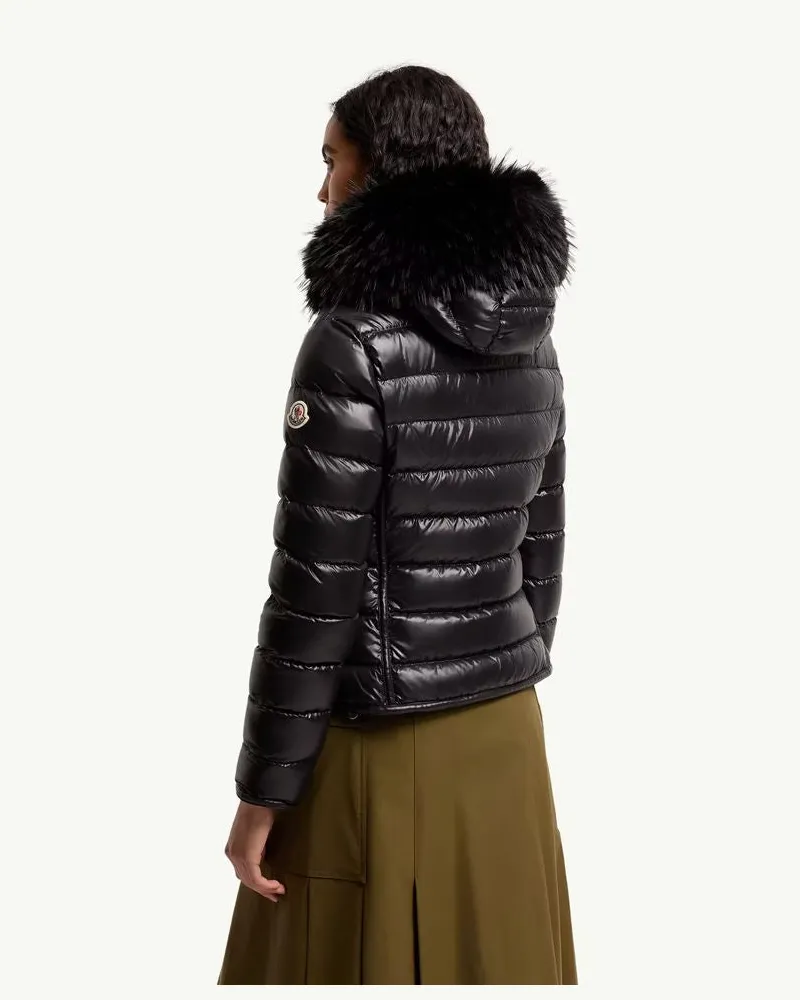Moncler Quilted Down with Fur-Trim Hood Down Jacket — Black Black