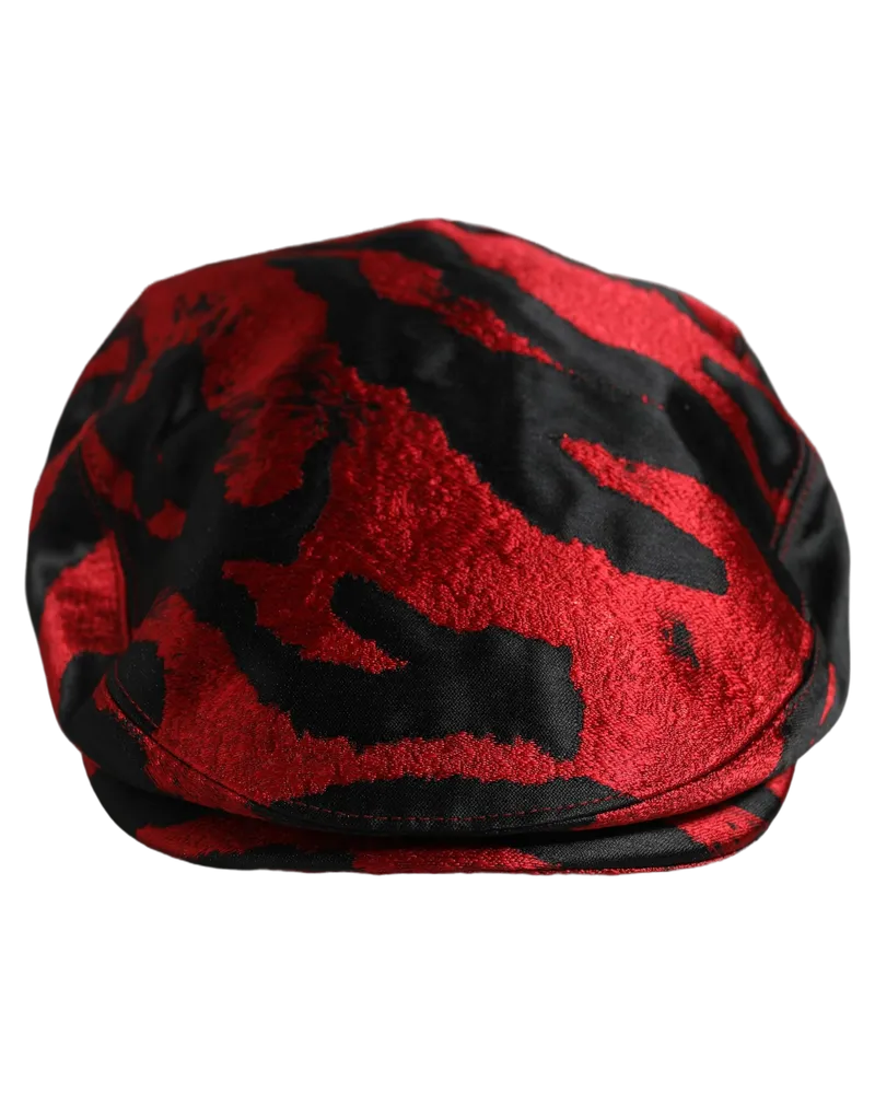 Dolce & Gabbana Men Red Black Stripe Cotton Newsboy Capello Hat Elastane Red