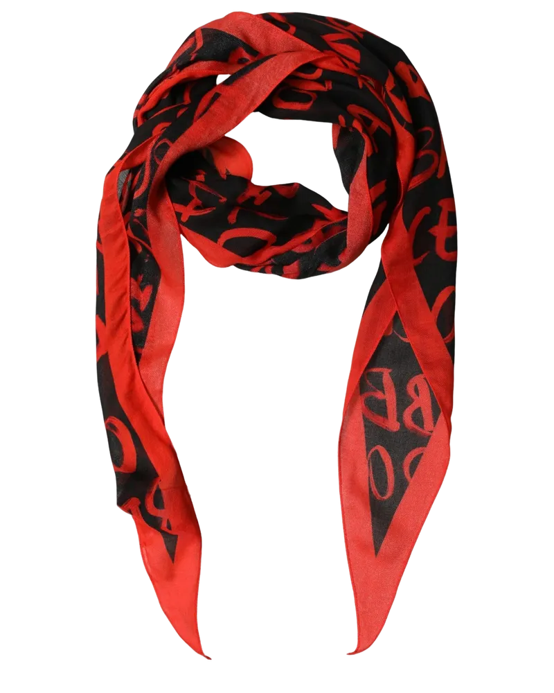 Dolce & Gabbana Graffiti Logo Print Scarf — Red Red