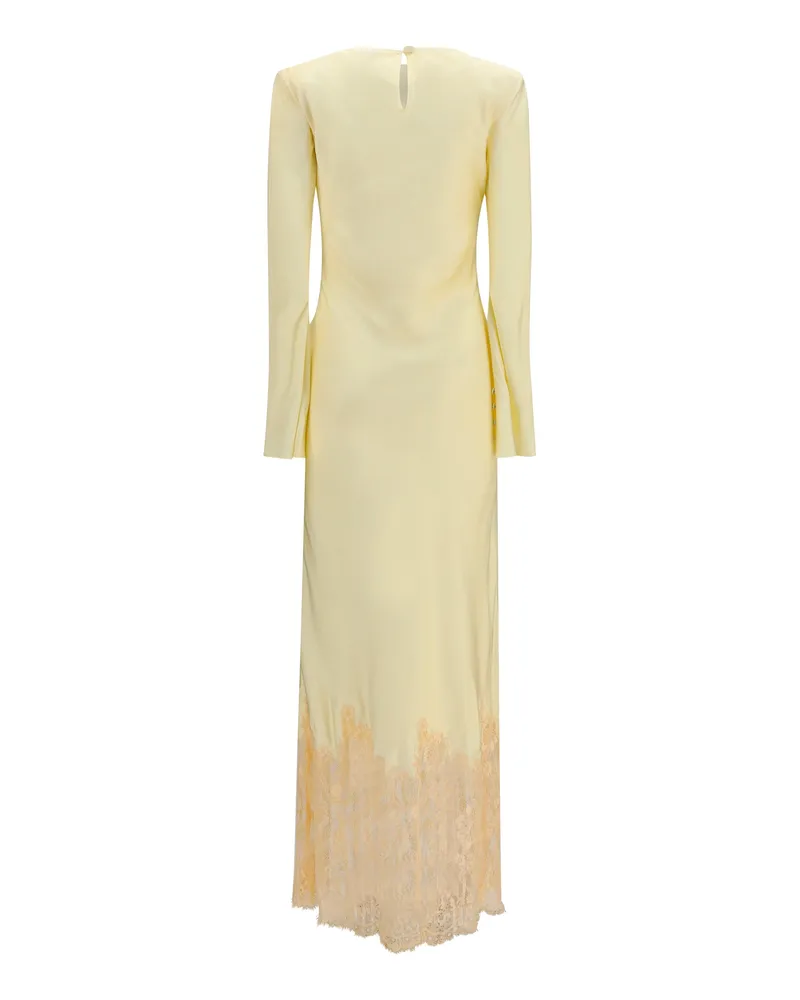 Self-Portrait Women's Long Viscose Dress Yellow Yellow