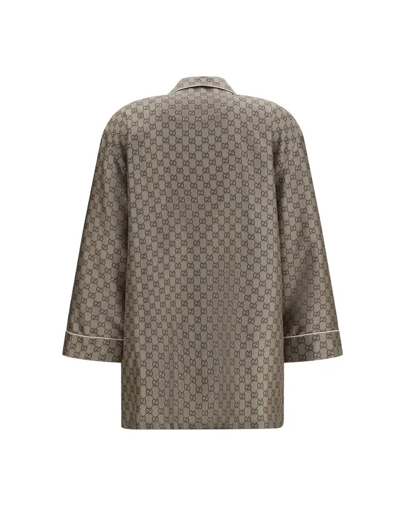 Gucci Women's Beige Silk Dress Shirt Beige