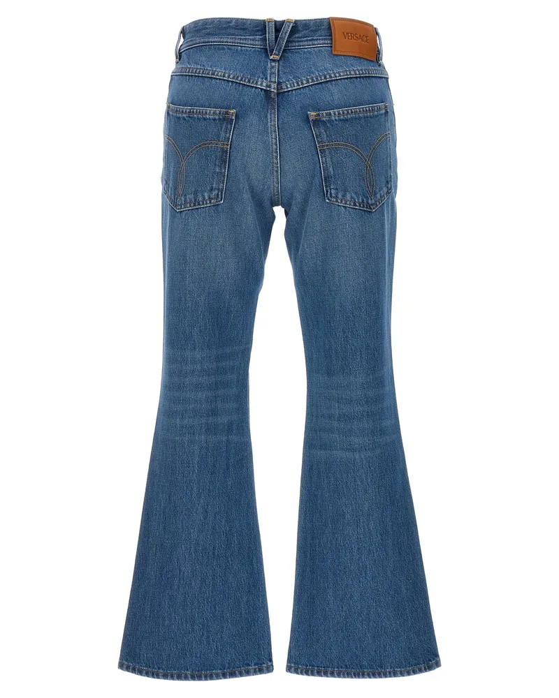 Versace Women's Blue Cotton Flared Jeans Clothing Blue