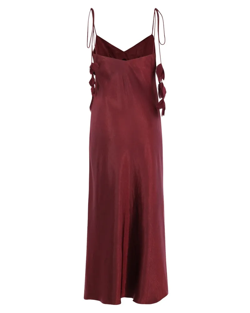 Self-Portrait Floral Polyester Dress — Burgundy Burgundy