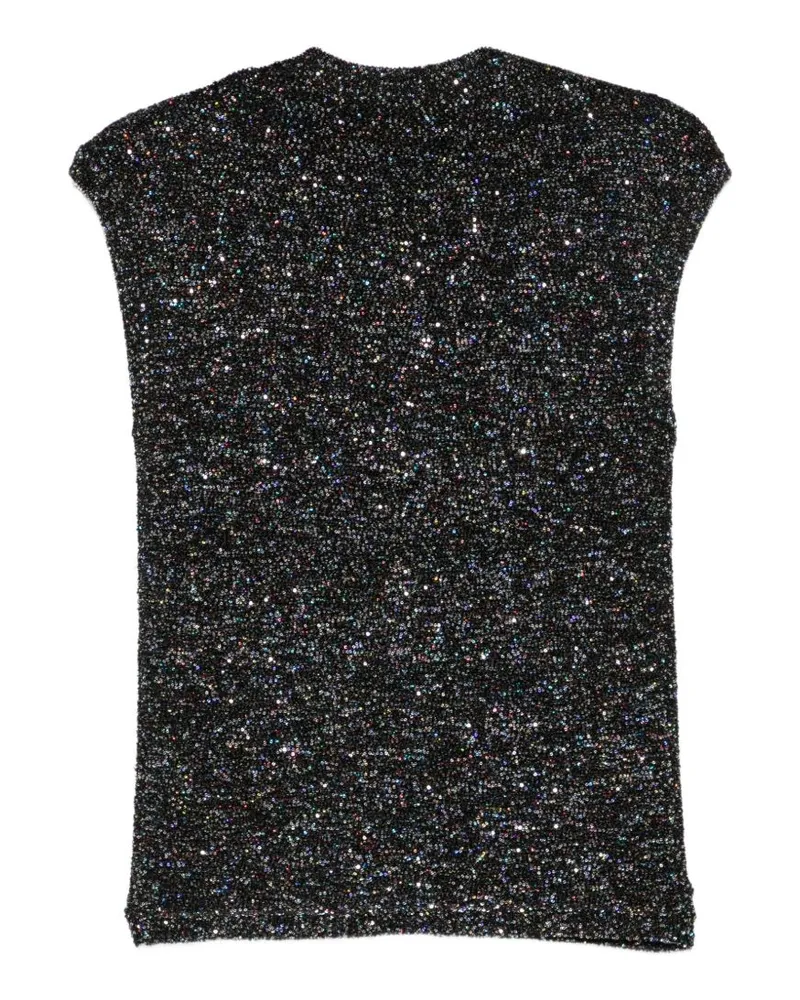 Emporio Armani Sequin-Embellished Tank Top — Black Black