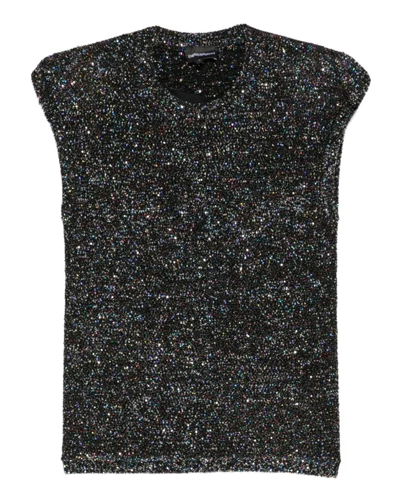 Emporio Armani Sequin-Embellished Tank Top — Black Black