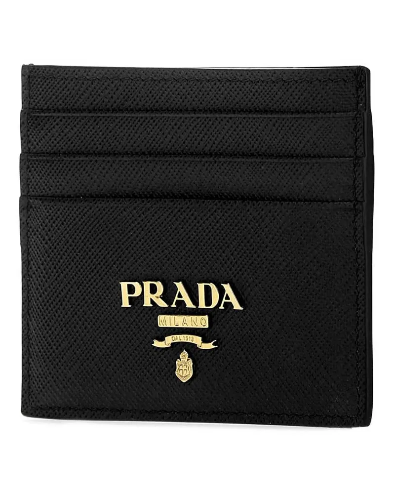 Prada Textured Vitello Leather Card Case — Black Black