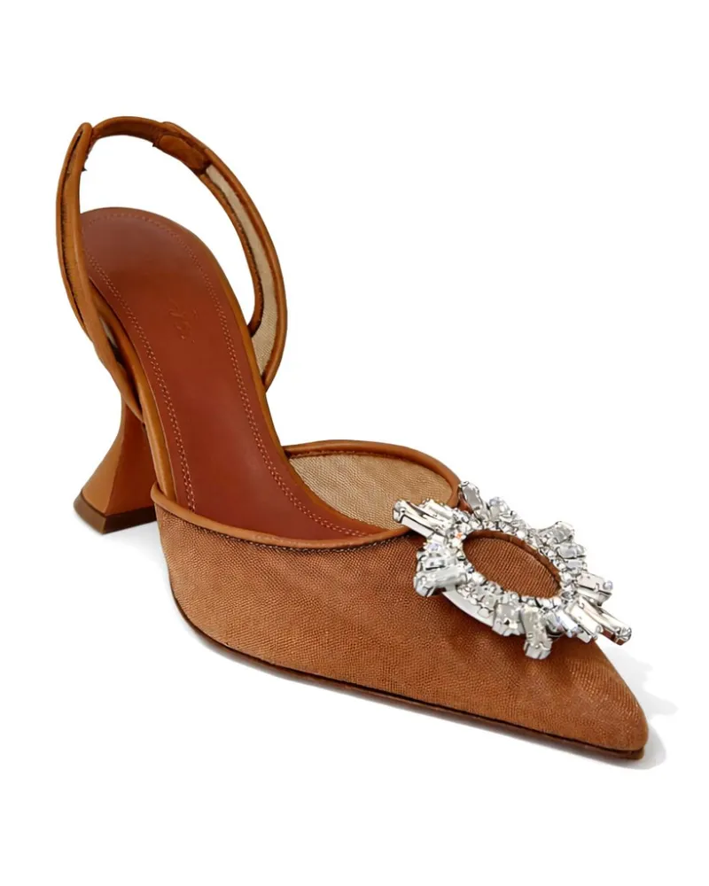 Amina Muaddi Women's Pumps Begum Mesh Sling 95 Beige High Heel Shoes Beige