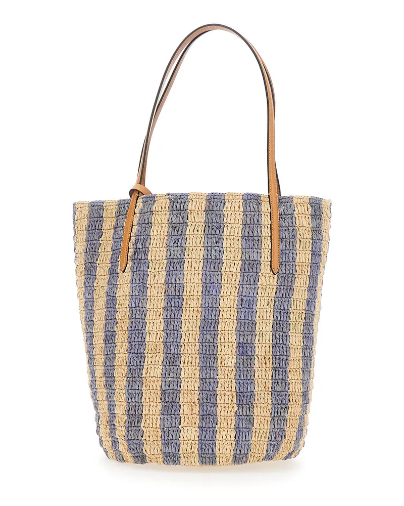 Valentino Garavani Women's Bucket Bag Vlogo Signature Beige Raffia Tote Beige