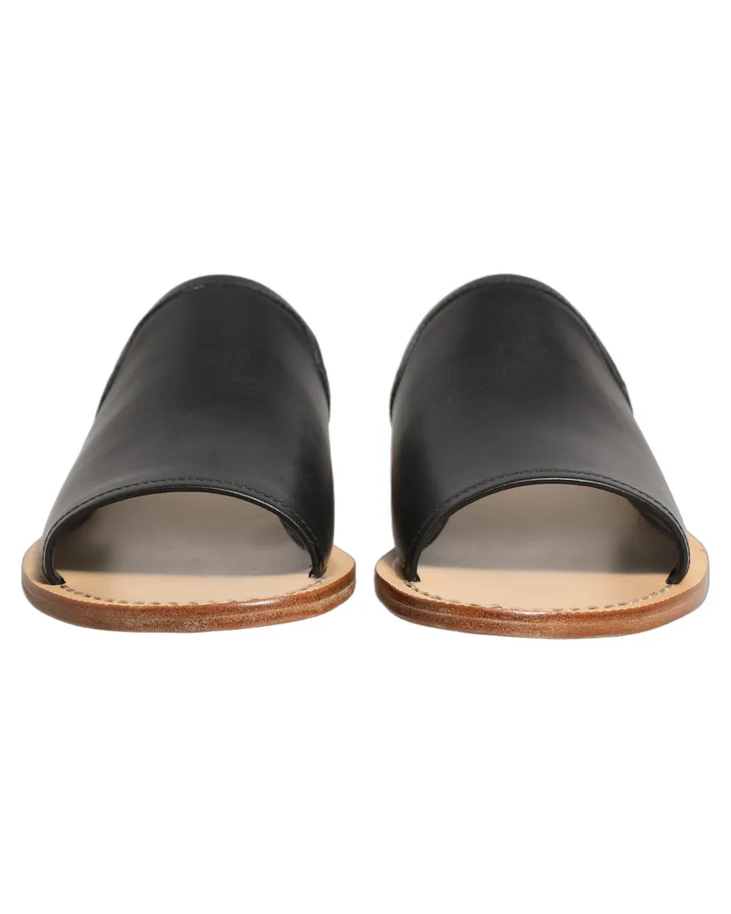 Dolce & Gabbana Leather Slide Sandals — Black Black