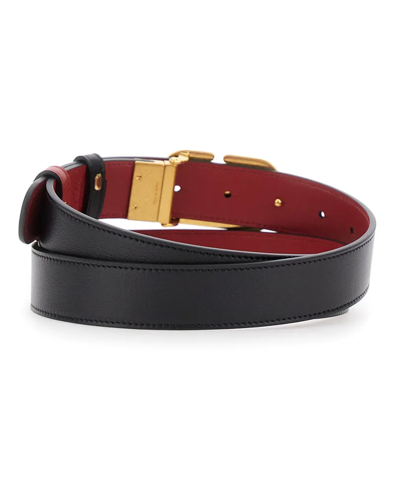 Valentino Garavani VLogo Buckle Reversible Belt — Black Black