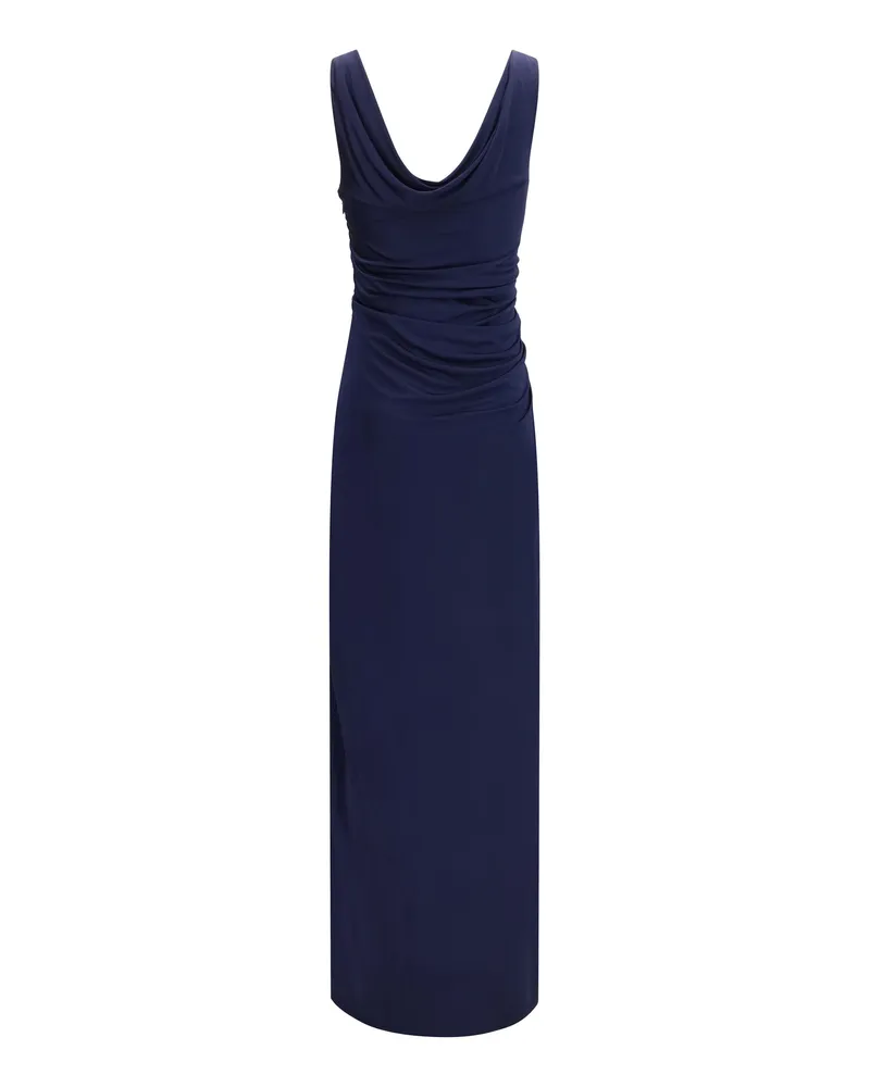 Versace Draped Viscose Jersey Dress — Navy Navy