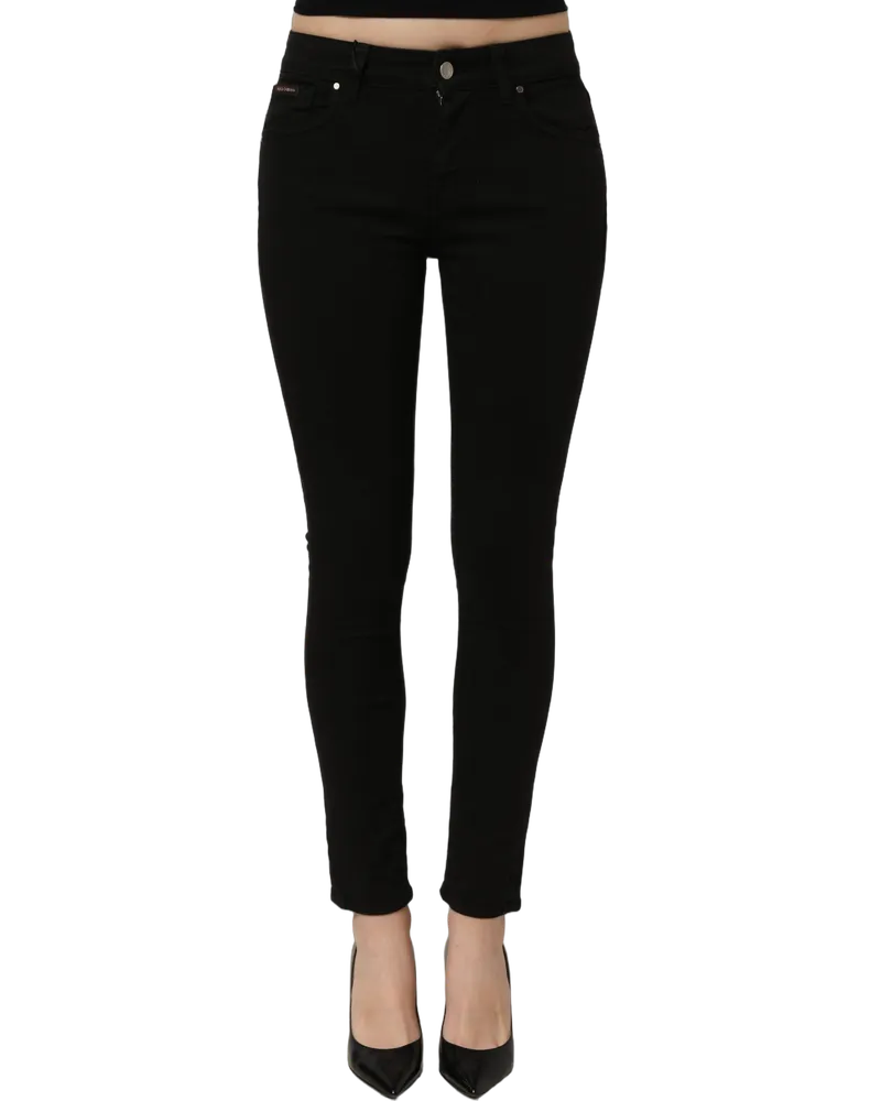 Dolce & Gabbana Women's Black Cotton Stretch Skinny Denim Jeans Elastane Clothing Black