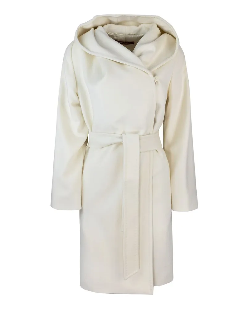 Max Mara Virgin Wool Hooded Coat — White White