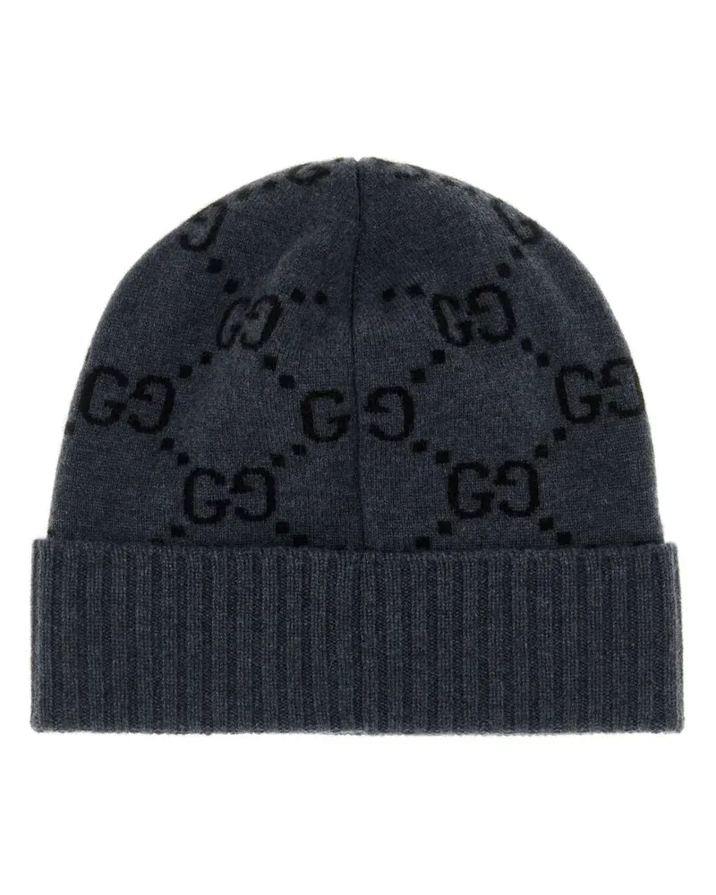 Gucci Men's Embroidered Cashmere Beanie Hat Graphiteblack Exterior: Cappelli E Fasce Per Capelli Gray