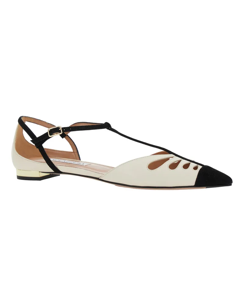 Aquazzura Women's White Ballet Shoes With Cut-Out Detail Leather Ballerina White