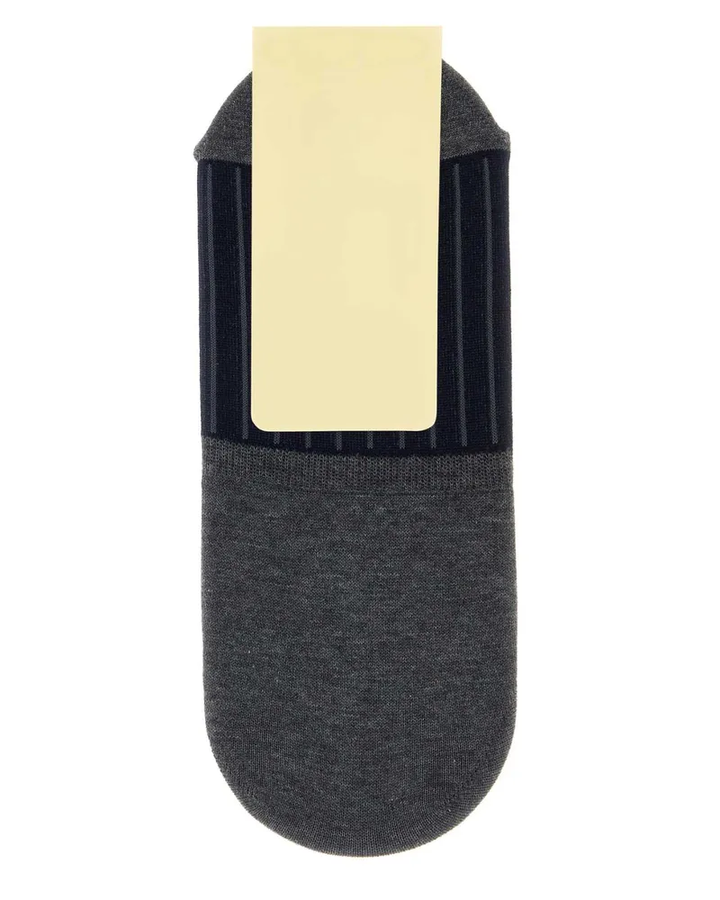 Gallo Men's Two-Tone Stretch Cotton Blend Invisible Socks Oltremare Calze Gray