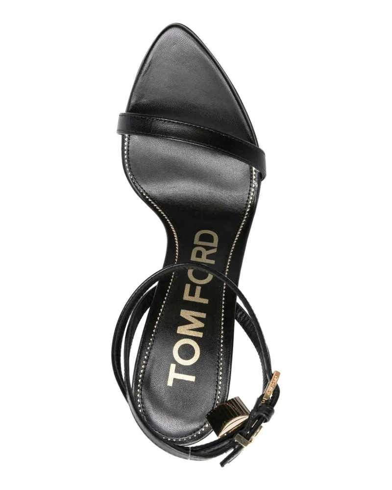 Tom Ford Padlock Ankle Strap Sandal Heel — Black Black