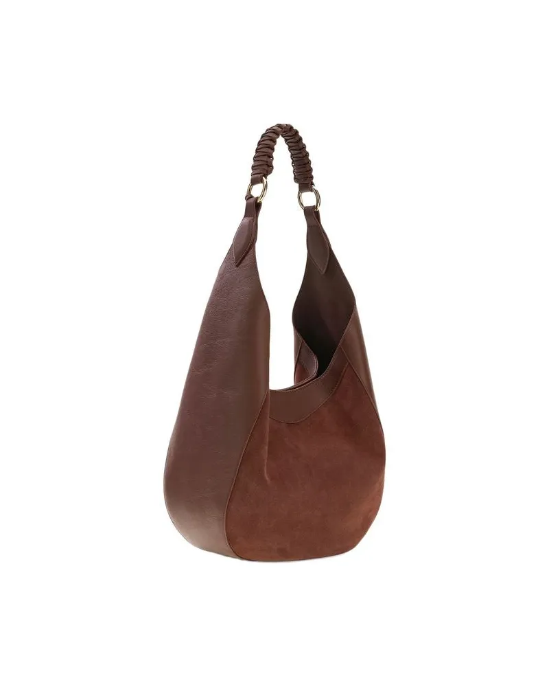 Guess Women's Hobo Bag Chocolate Cow Leather - Handbags Brown