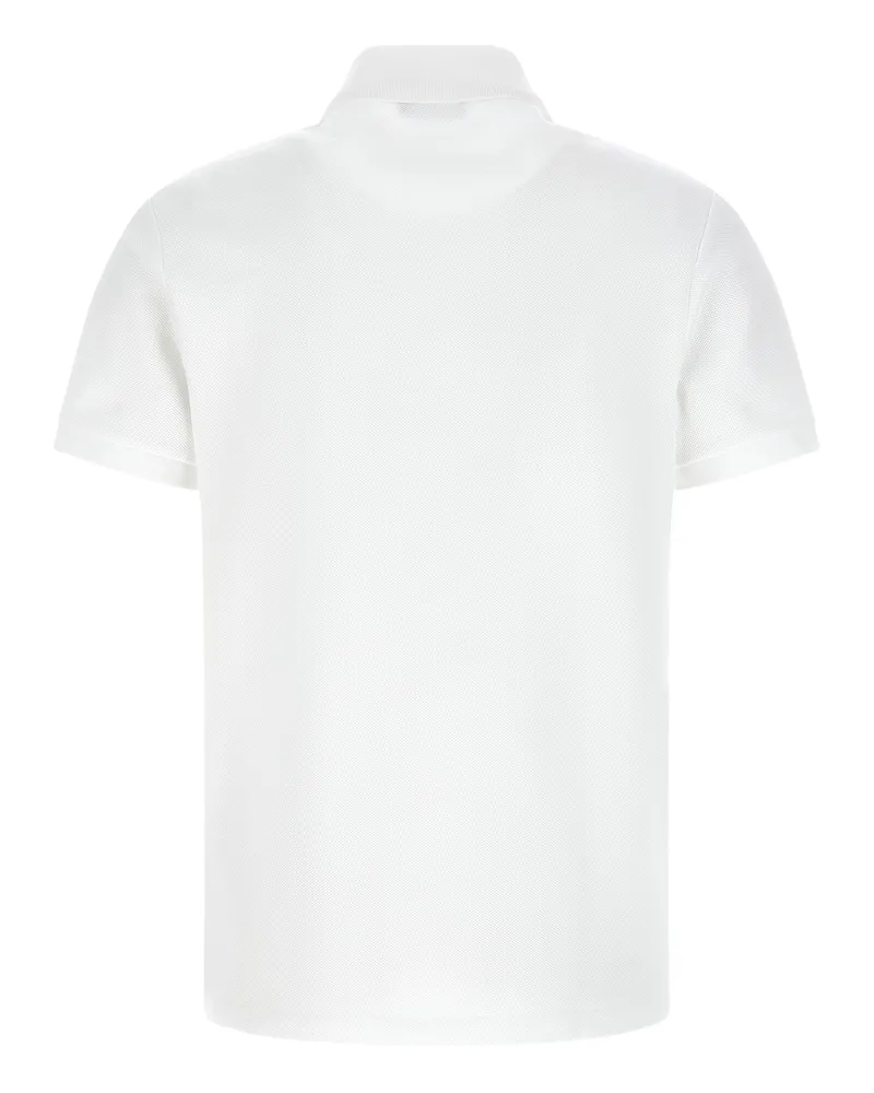 Balmain Men's Bicolor Cotton Polo Shirt White