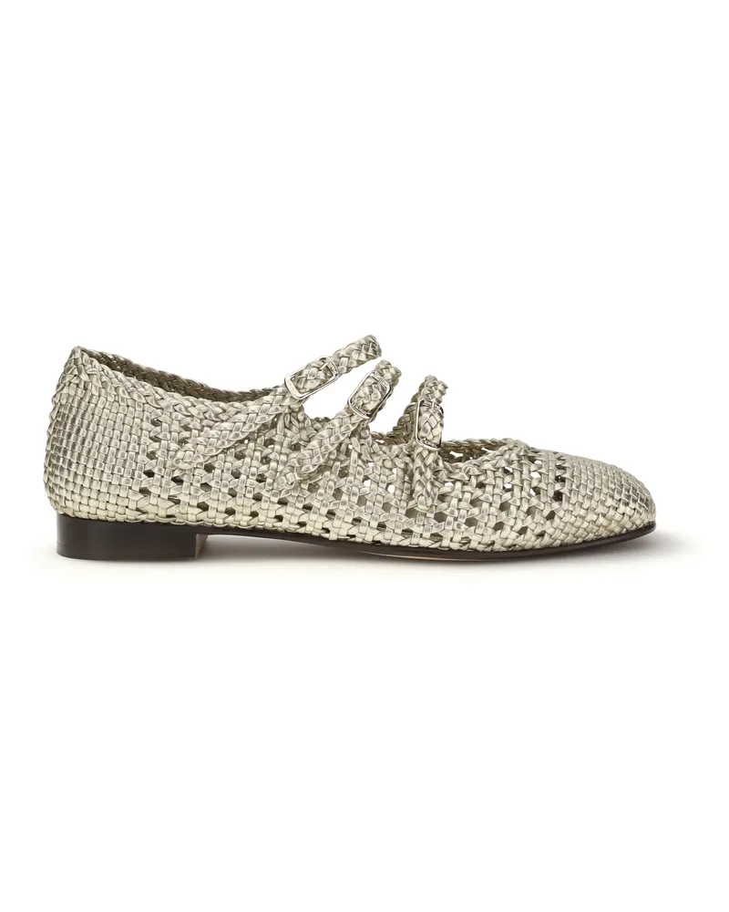 Carel Women's Ariana Ballerinas Platinum Calf Leather Bos Taurus Flat Shoes Silver