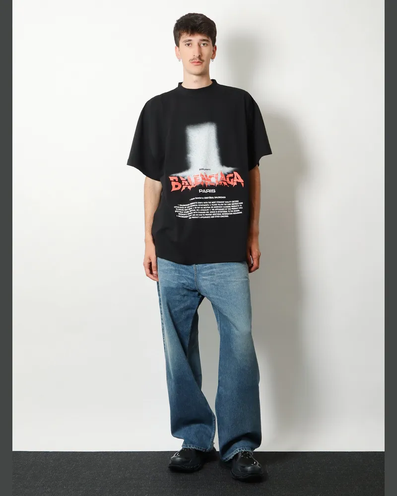 Balenciaga Men's T-Shirt The Door Cotton Black T-Shirts And Polos Black