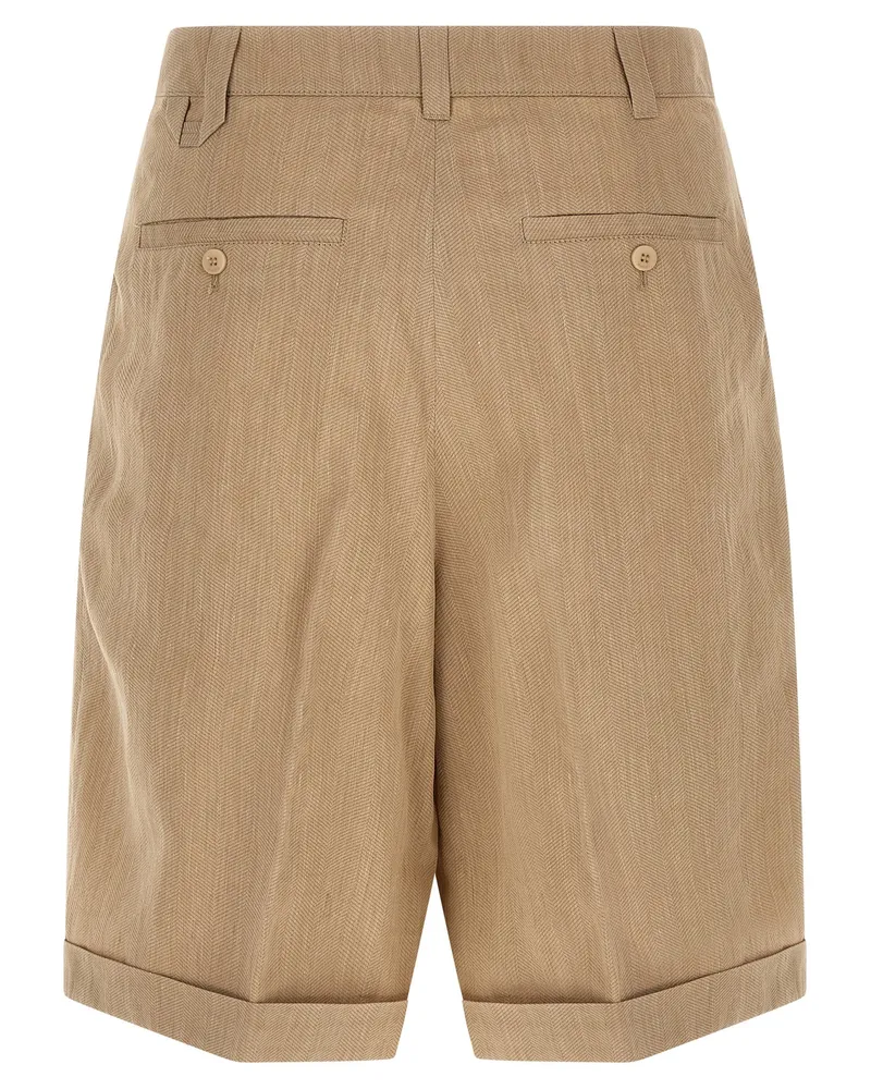 Jacquemus Men's Beige Linen Bermuda Shorts Beige