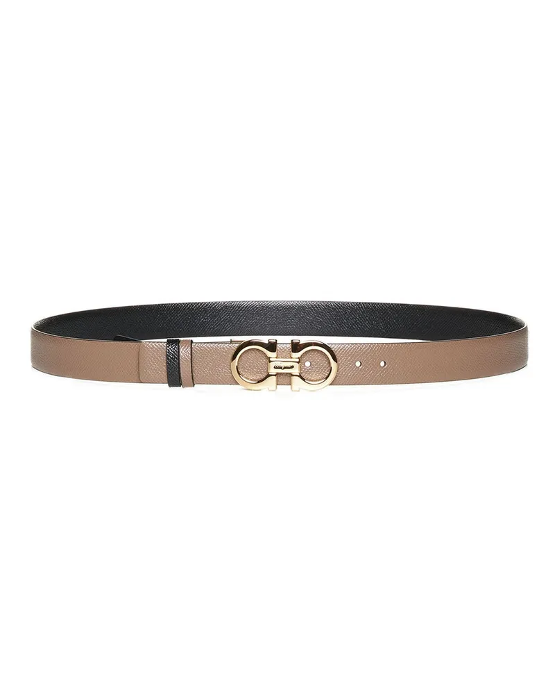 Ferragamo Reversible Leather Gancini Belt — Brown Brown