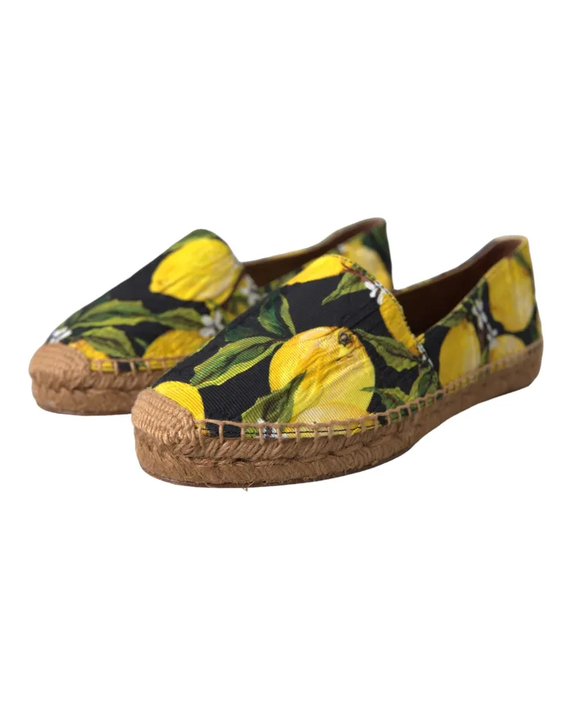 Dolce & Gabbana Women's Multicolor Lemon Slip On Espadrilles Shoes Viscose Cotton Multicolor