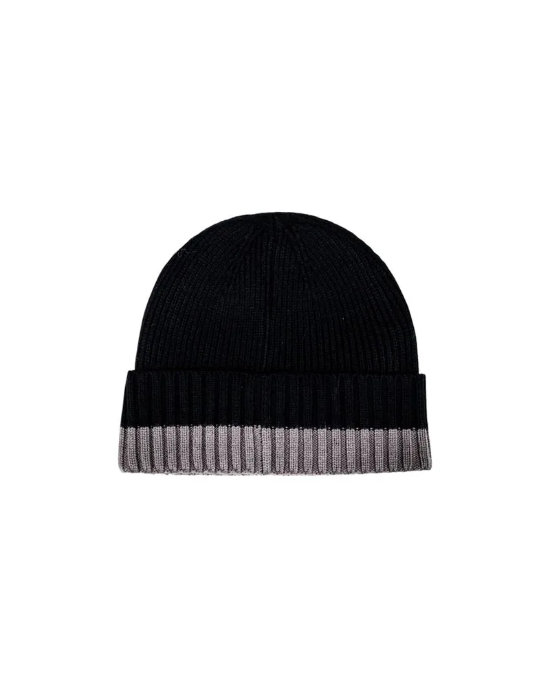 Armani Exchange AR16837102907RO Ribbed Bicolor Beanie — Black Black