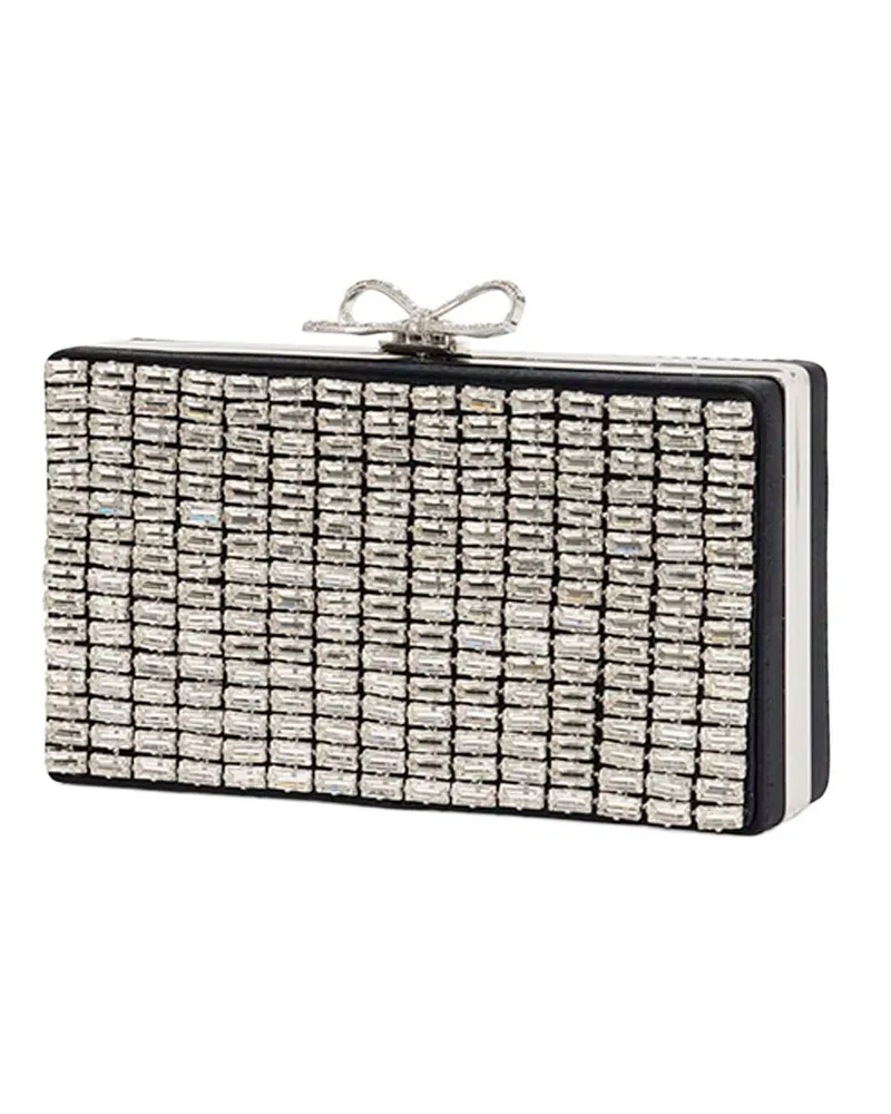 Self-Portrait Crystal-Embellished Clutch — Silver Silver