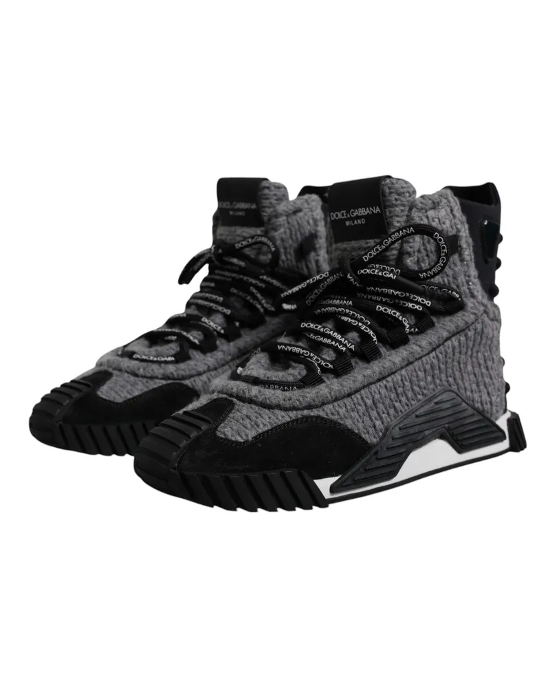 Dolce & Gabbana Women's Gray Black Ns1 High Top Boots Sneakers Shoes And Nylon Black