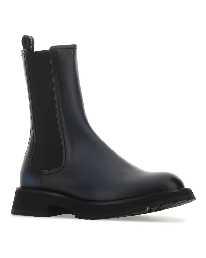 Alexander McQueen Men's Two-Tone Leather Ankle Boots 1160 Stivali Navy