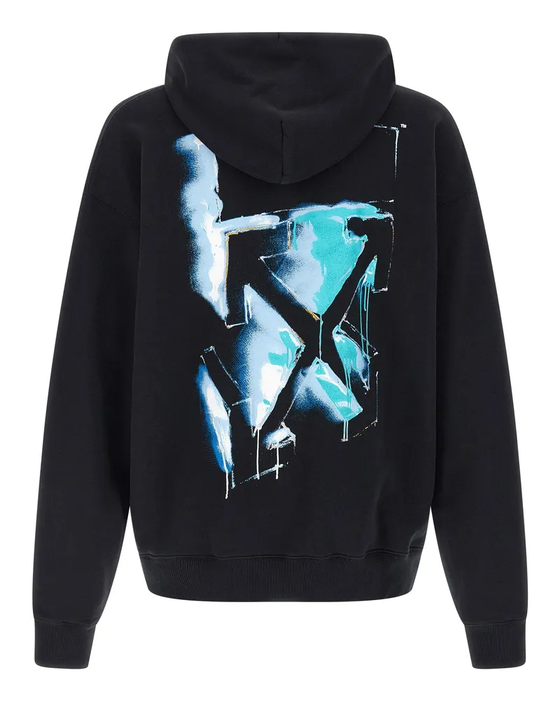 OFF-WHITE Logo-Print Cotton Hoodie — Black Black