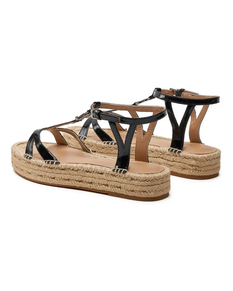 Ralph Lauren Women's Ralph Lauren Payton Espadrille Sandals Black Leather Black