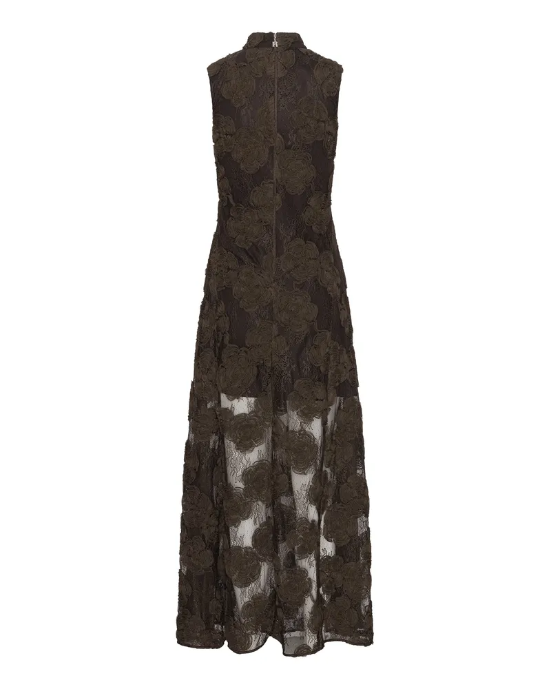 ROTATE Birger Christensen Women's Maxi Dress 3d Flower Molé Lining: Viscose Evening Suits Brown
