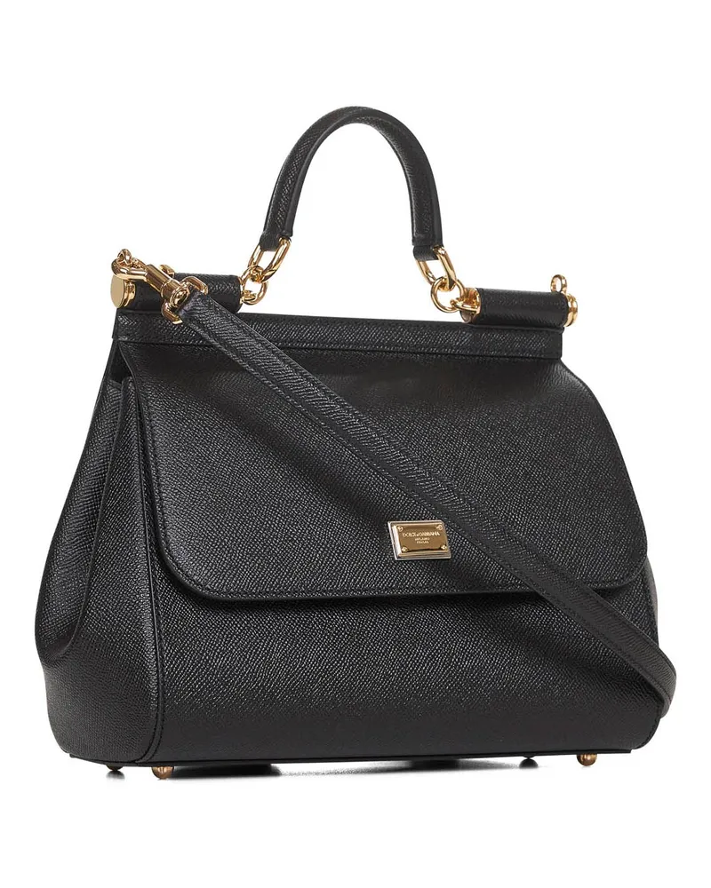 Dolce & Gabbana Women's Handbag Sicily Black Calf Leather Handbags Hand Bags Black