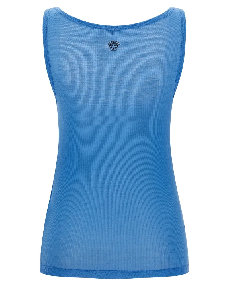 Versace Women's Blue Virgin Wool Tank Tops Blue
