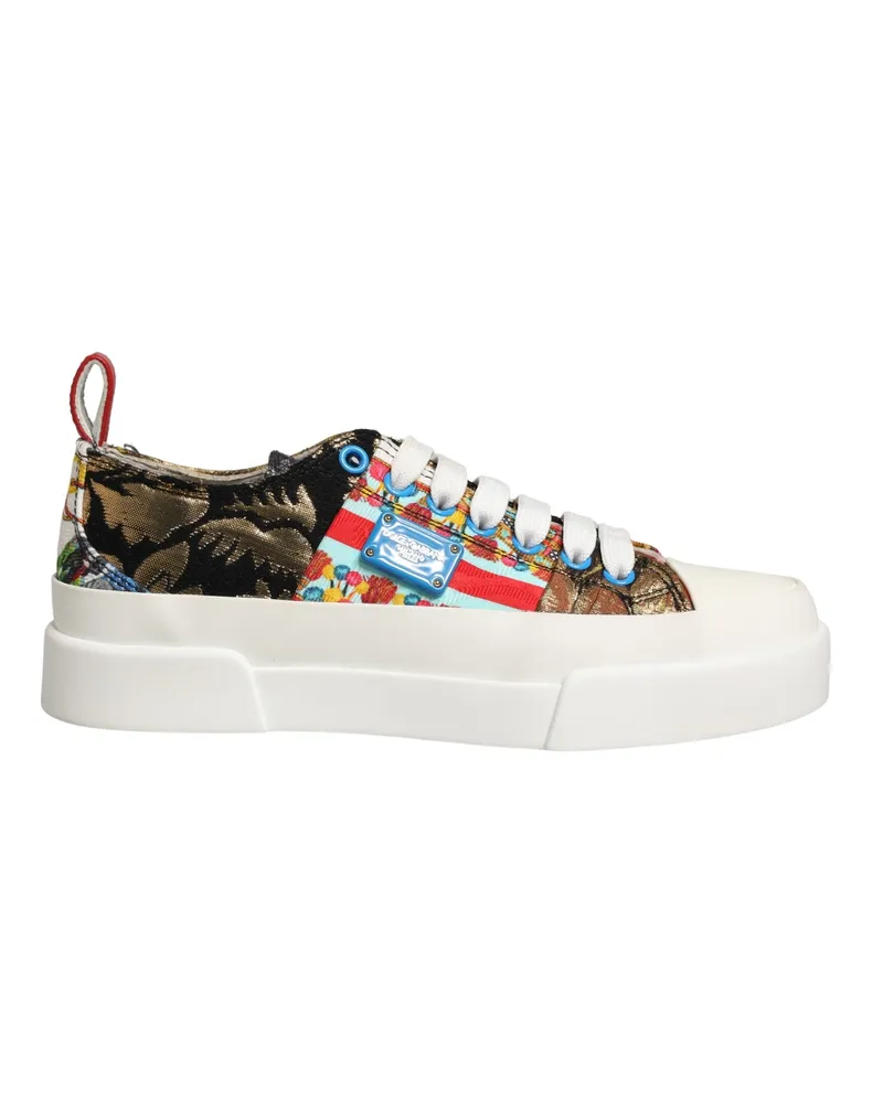 Dolce & Gabbana Women's Multicolor Patchwork Low Top Sneakers Shoes Multicolor