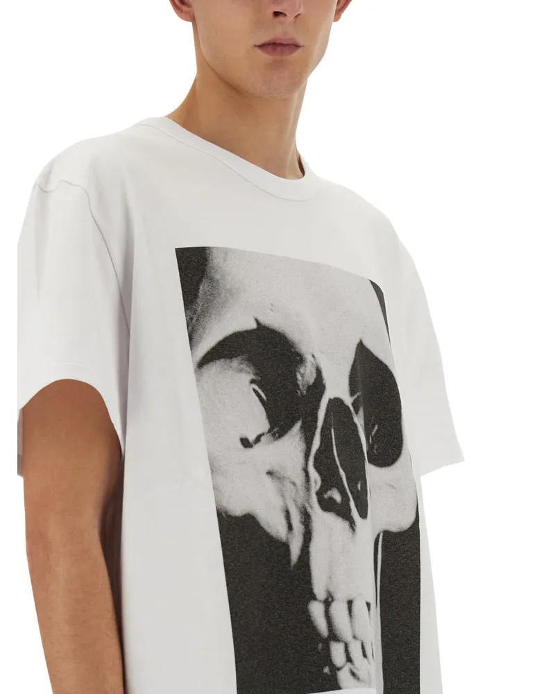 Alexander McQueen Skull Print Cotton T-Shirt — White White