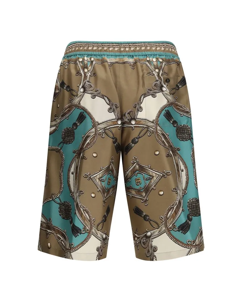 Dolce & Gabbana Men's Multicolor Silk Bermuda Shorts Multicolor
