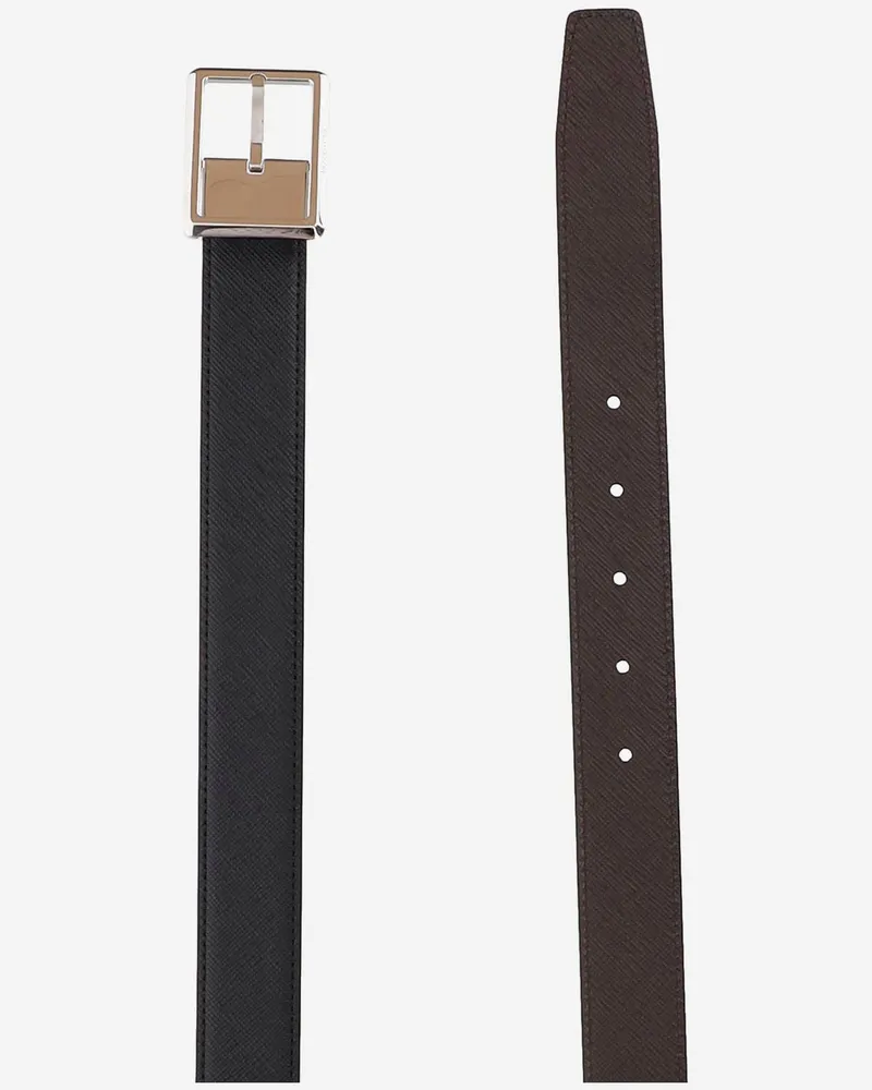 Montblanc Men's Leather Belt Reversible Black Black
