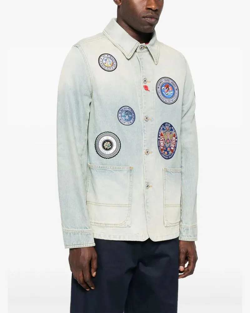 Kenzo Men's Travel Badge Denim Jacket Aw23 Light