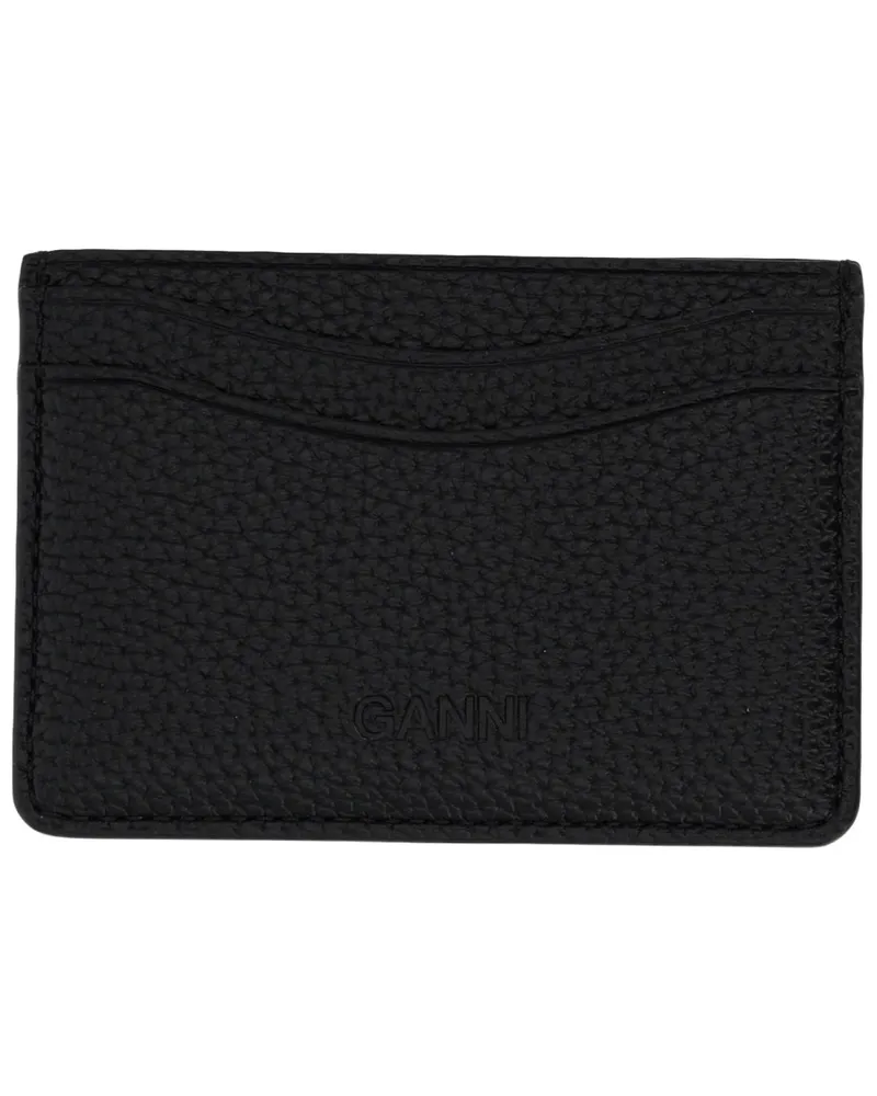 Ganni Logo Card Case — Black Black