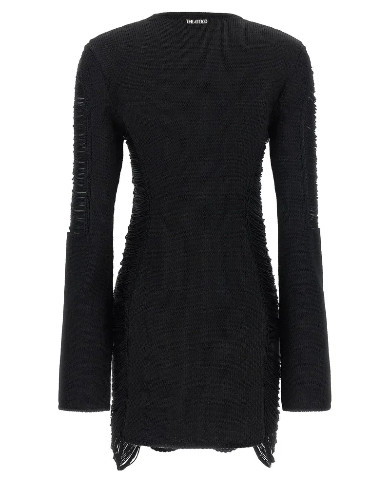 ATTICO Distressed-Knit Viscose Tunic — Black Black